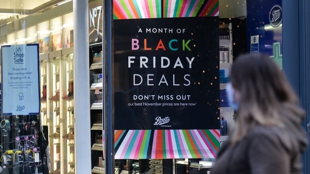 A sign 'Black Friday Deals' seen in a shop window in Dublin's city centre.On Monday, November 23, 2020, in Dublin, Ireland. (Photo by Artur Widak/NurPhoto)