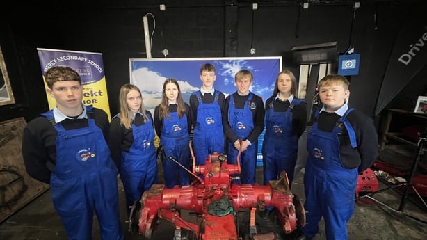 Transition years students at a school in Ballymahon are restoring this vintage Porsche tractor 