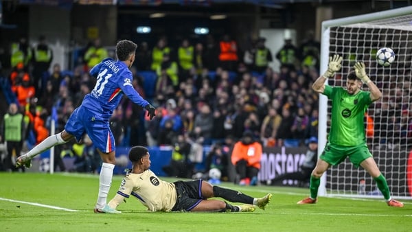 Estevao of Chelsea FC scores his team's second goal during the UEFA Champions League 2025/26 League Phase MD5 match between Chelsea FC and FC Barcelona at Stamford Bridge on November 25, 2025 in London, United Kingdom.
