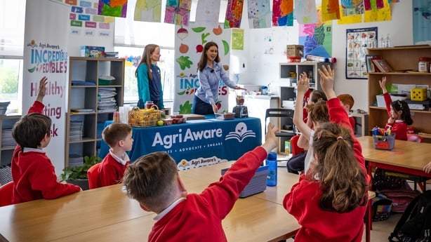 Two women give a presentation in classroom.