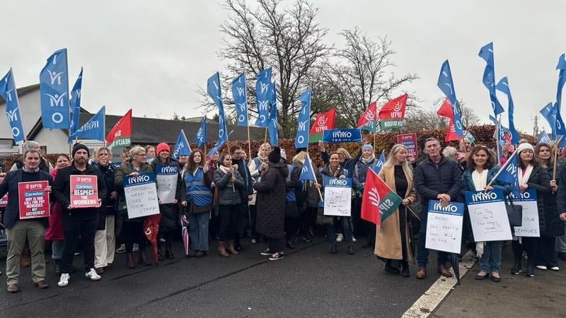 Caredoc workers staged a lunchtime protest at Caredoc HQ in Carlow