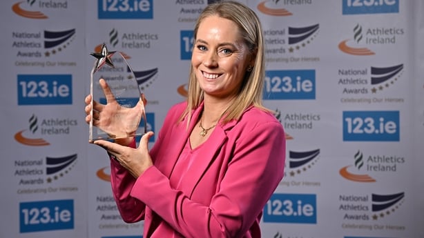 Hall of Fame Award recipient Derval O'Rourke pictured with her award during the 123.ie National Athletics Awards ceremony at the Crowne Plaza Hotel in Santry, Dublin. A full list of winners from the event can be found at AthleticsIreland.ie. 