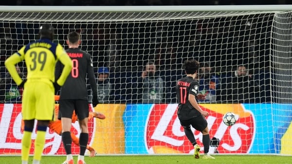 PSG's Ferreira Vitinha scores their side's fifth goal v Tottenham in Champions League, November 2025