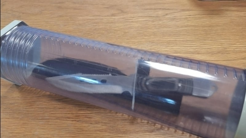 An attempt was made to stab the officer in the torso with a hunting knife