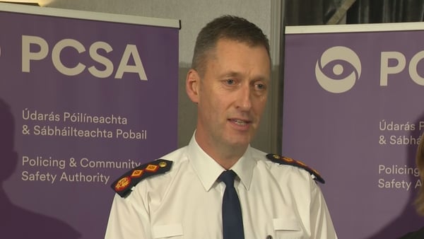 Garda Commissioner Justin Kelly speaks to press at the PCSA meeting