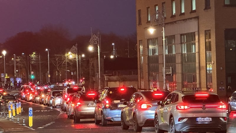 Dublin taxi drivers protest Uber fixed fare system