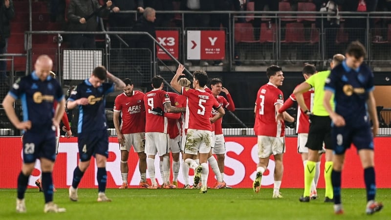 AZ Alkmaar celebrate Isak Steiner Jenson's game-clinching goal
