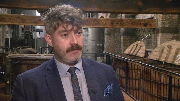 Director of the Irish Whiskey Association Eoin Ó Catháin speaking to media
