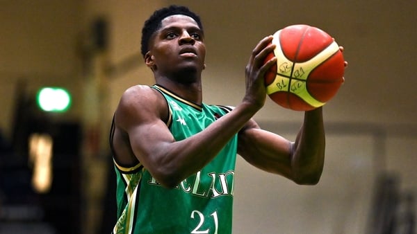 Taiwo Badmus of Ireland during the FIBA Basketball World Cup 2027 European Pre-Qualifiers first round match between Ireland and Switzerland at the National Basketball Arena in Tallaght