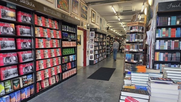 Interior view of a bookshop with books on shelves