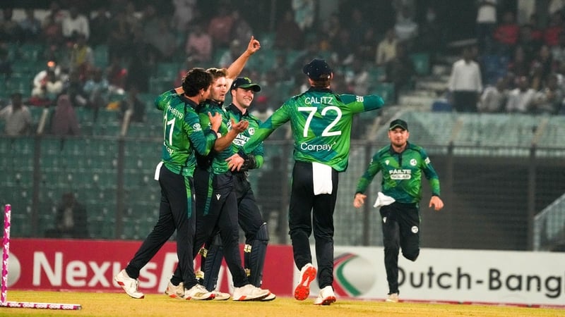 Barry McCarthy celebrates his run out