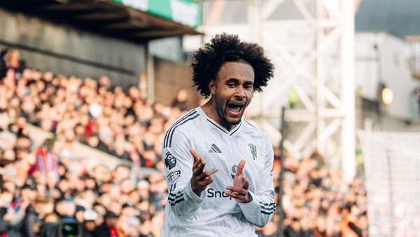 LONDON, ENGLAND - NOVEMBER 30: Joshua Zirkzee of Manchester United celebrates scoring their first goal during the Premier League match between Crystal Palace and Manchester United at Selhurst Park on November 30, 2025 in London, England. (Photo by Zohaib