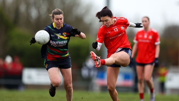 30 November 2025; Eva Noone of Kilkerrin-Clonberne in action against Kaylynn Broxson of Comeragh Rangers during the AIB All-Ireland Ladies Football Club Senior Club Championship semi-final match between Kilkerrin-Clonberne of Galway and Comeragh Rangers o