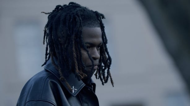 A pensive Jordan Adetunji in a still from Born in Belfast: A Hip-Hop Story