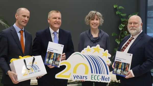 CCPC chair Brian McHugh, European commissioner Michael McGrath, ECCI director Colette Crowne and CCPC commissioner Patrick Kenny.