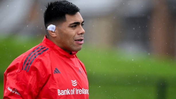 Michael Ala'alatoa arrives for Munster Rugby squad training at the University of Limerick in Limerick. 
