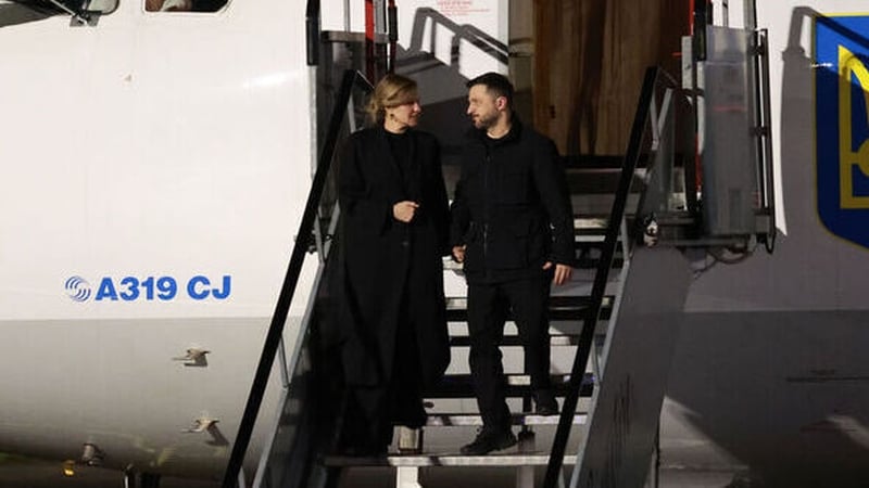 Ukrainian President Volodymyr Zelensky and First Lady Olena Zelenska arriving at Dublin Airport (Photo:RollingNews)