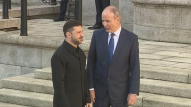 Taoiseach greets Zelensky before bilateral meeting