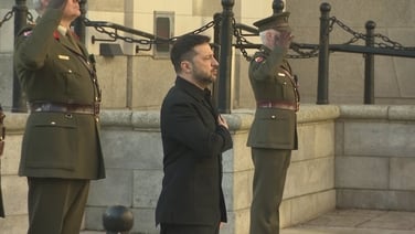 Army band performs the Ukrainian national anthem