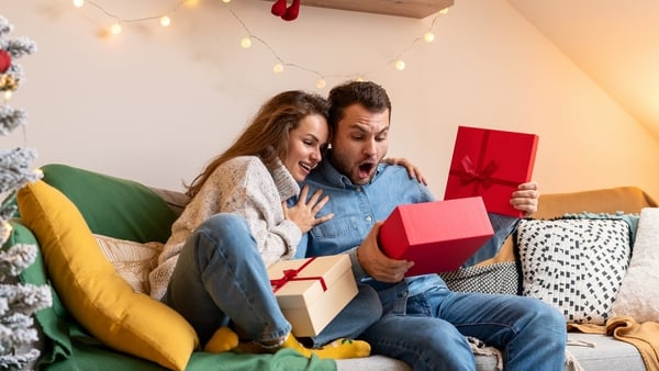 Man surprised with his Christmas present
