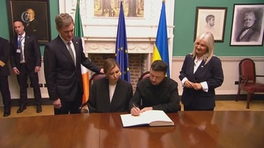 Ukrainian President Volodymyr Zelensky and First Lady Olena Zelenska visit the Houses of the Oireachtas
