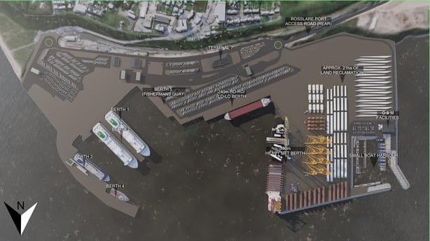 A graphic detailing the proposed Rosslare Europort Hub 