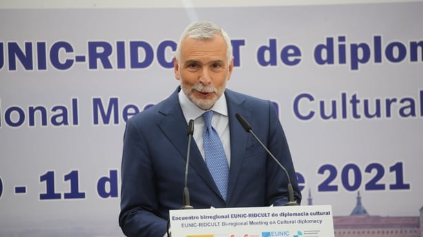 Stefano Sannino speaks during a meeting on cultural diplomacy 