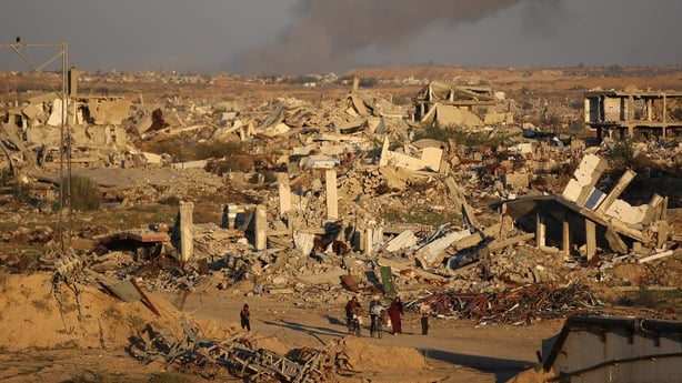 NUSEIRAT, GAZA - DECEMBER 2: A view of destruction as Palestinians try to maintain daily life under harsh conditions amid the rubble left behind by Israeli attacks at Nuseirat Refugee Camp in central Gaza on December 2, 2025. Some families are struggling to survive in makeshift tents, lacking access
