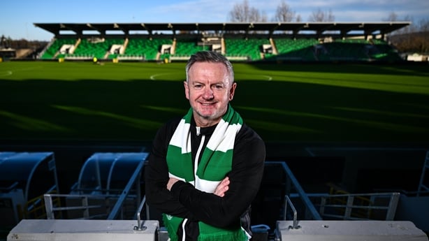 Shamrock Rovers new first team head coach James O'Callaghan poses for a portrait during his unveiling at Tallaght Stadium in Dublin.