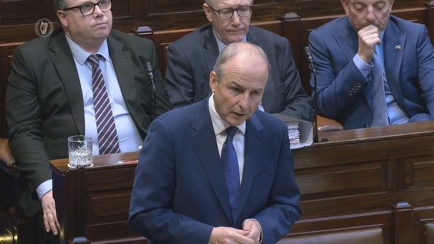 micheal martin speaks in the Dáil chamber 