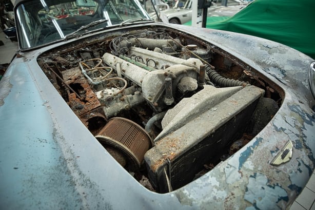 Undated handout photo issued by Aston Martin of the engine before restoration of an Aston Martin DB5 Vantage sports car owned by John Williams. The James Bond-style car was bought by Mr Williams for �900 in 1973 and has been valued at �1 million following a major restoration by Aston Martin Works 50