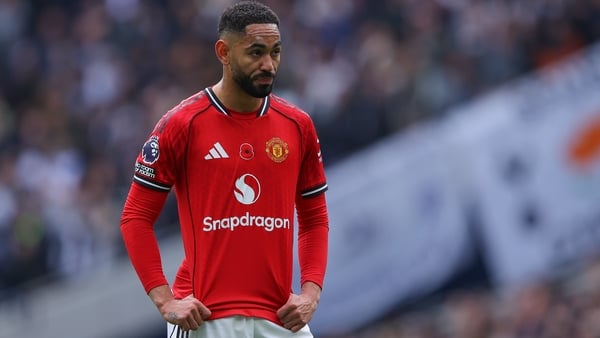 Matheus Cunha of Manchester United during the Premier League match between Tottenham Hotspur and Manchester United at Tottenham Hotspur Stadium on November 08, 2025 in London, England.