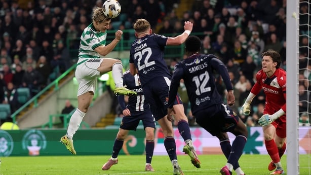 GLASGOW, SCOTLAND - DECEMBER 03: Daizen Maeda of Celtic scores the opening goal during the Premier League match between Celtic and Dundee at Celtic Park on December 03, 2025 in Glasgow, Scotland. (Photo by Ian MacNicol/Getty Images)