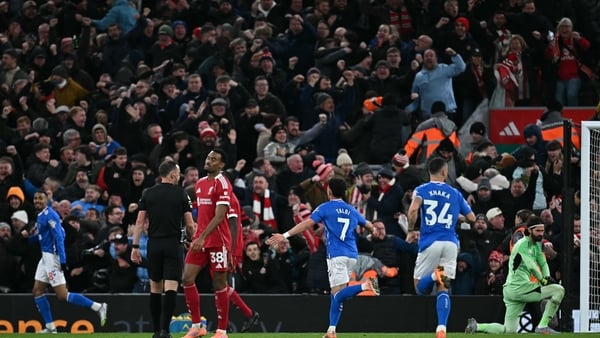 Sunderland's Chemsdine Talbi runs to celebrate his goal at Anfield