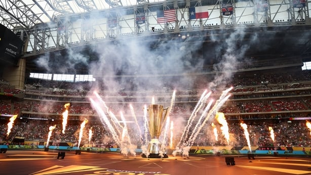 Pyrotechnics are set off prior to the finals of the CONCACAF Gold Cup 2025 between the United States and Mexico at NRG Stadium on July 6, 2025 in Houston, Texas. (Photo by Aric Becker/ISI Photos/USSF/Getty Images)