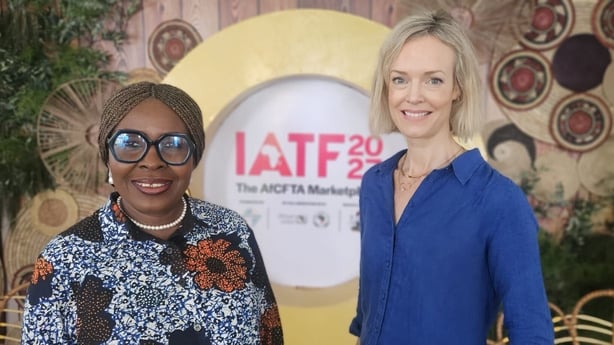 CEO of Lagos Chamber of Commerce, Dr Chinyere Almona, with Juliette Gash of RTÉ News 