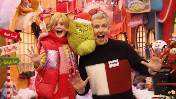 Host Patrick Kielty reveals the set at a photocall with cast members from the Spotlight Stage School