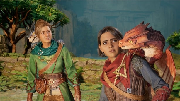 Two women with a dragon in Split Fiction Game