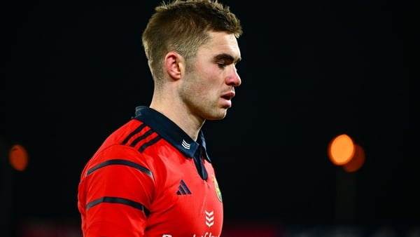 29 November 2025; Jack Crowley of Munster dejected after his side's defeat in the United Rugby Championship match between Munster and DHL Stormers at Thomond Park in Limerick. Photo by Shauna Clinton/Sportsfile