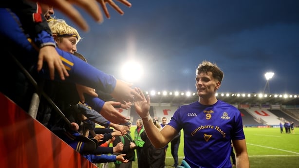 23 November 2025; Brian Hayes of St Finbarr's with supporters after the AIB Munster GAA Football Senior Club Championship semi-final match between Eire Óg Ennis and St Finbarr's at Supervalu Páirc Uí Chaoimh in Cork. Photo by Michael P Ryan/Sportsfile