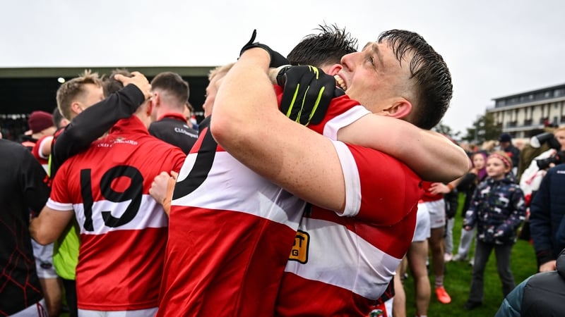 Tadhg De Brún and Matthew O'Flaherty after the Kerry county final