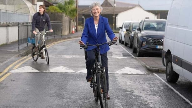 Catherine Connolly on a bike