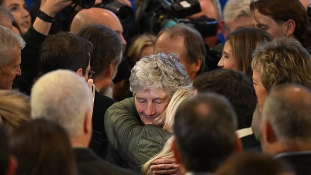 DUBLIN, IRELAND - OCTOBER 25: President of Ireland elect Catherine Connolly is pictured at Dublin castle as she is declared the winner of the presidential election on October 25, 2025 in Dublin, Ireland. Voters chose between left wing independent candidate Catherine Connolly and Fine Gael's Heather 