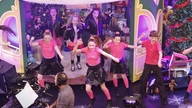 Young performers light up the stage with their rendition of APT on The Late Late Toy Show 2025