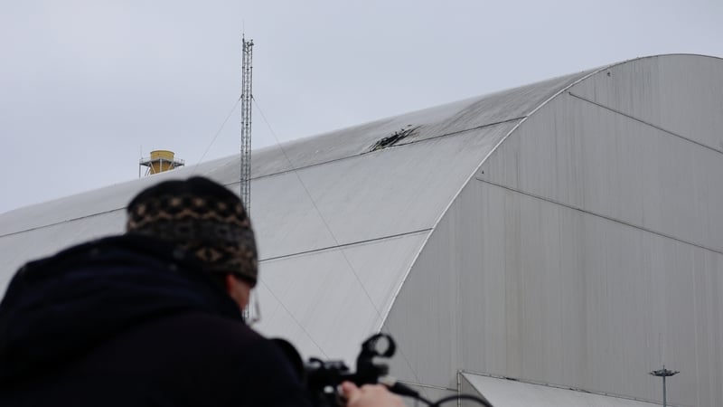 Damage to the roof of the New Safe Confinement (Shelter) over the number 4 reactor unit at the Chоrnobyl Nuclear Power Plant