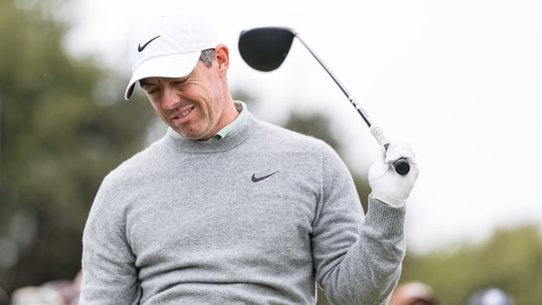 MELBOURNE, AUSTRALIA - DECEMBER 06: Rory McIlroy of Northern Ireland reacts on the 13th tee on day three of the Crown Australian Open 2025 at The Royal Melbourne Golf Club on December 06, 2025 in Melbourne, Australia. (Photo by Andy Cheung/Getty Images)