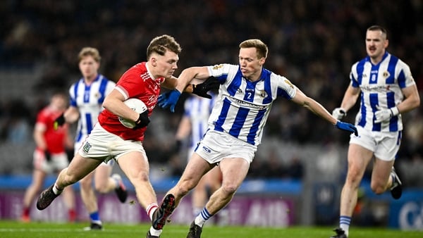 6 December 2025; Colm Moran of Athy in action against Brian Bobbett of Ballyboden St Enda’s during the AIB Leinster GAA Football Senior Club Championship final match between Athy of Kildare and Ballyboden St Enda's of Dublin at Croke Park in Dublin. Photo