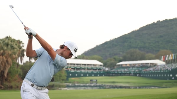 SUN CITY, SOUTH AFRICA - DECEMBER 06: Kristoffer Reitan of Norway plays his second shot on the 18th hole on day three of the Nedbank Golf Challenge in honour of Gary Player 2026 at Gary Player CC on December 06, 2025 in Sun City, South Africa. (Photo by L