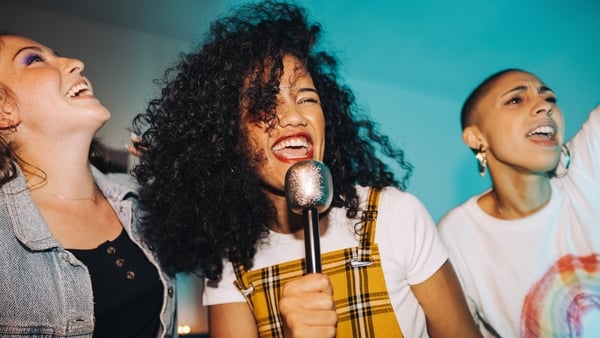 group of friends singing