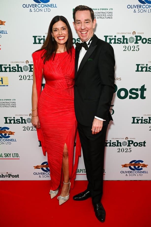 Dr. Clare Kambamettu and Ryan Tubridy attend The Irish Post Awards 